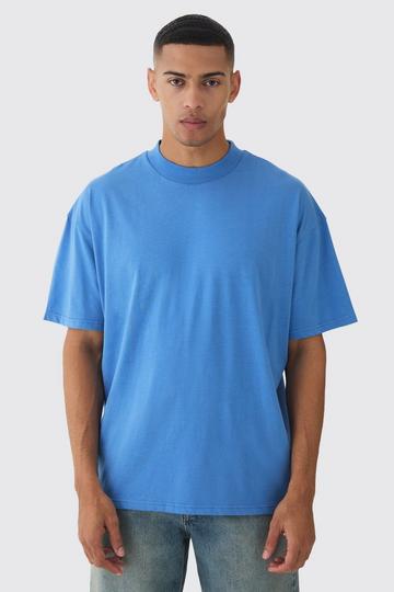 Blue Oversized Extended Neck Heavy T-shirt