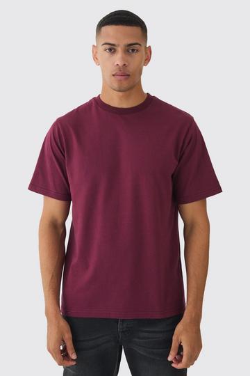 Burgundy Red Oversized Extended Neck Heavy T-shirt