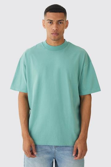 Blue Oversized Extended Neck Heavy T-shirt