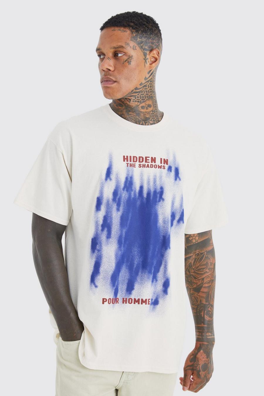 Ecru white Oversized Hidden In Shadows Graphic T-shirt image number 1
