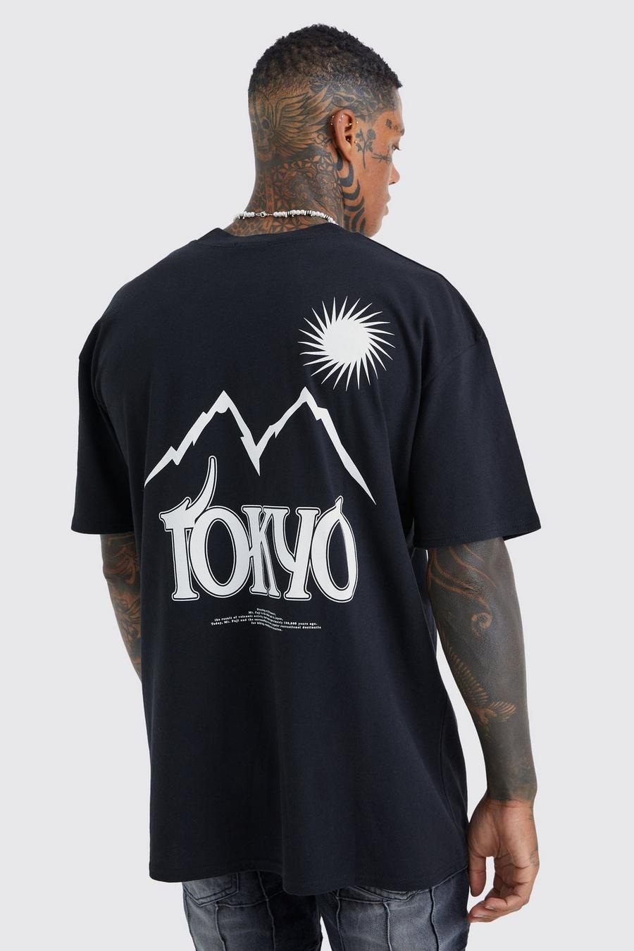 Black schwarz Oversized Tokoyo Graphic T-shirt