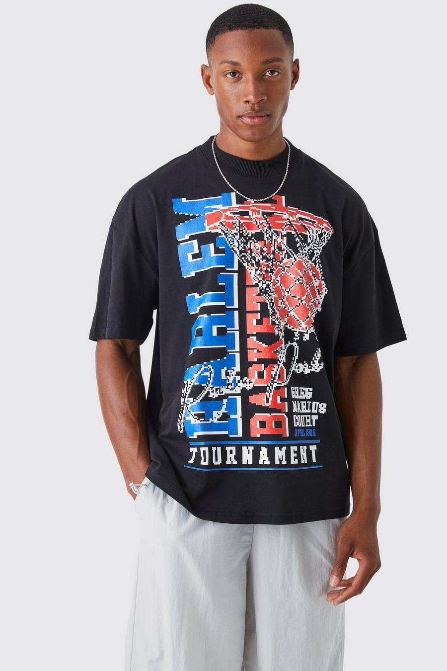 Oversized Basketball Graphic Print T-Shirt