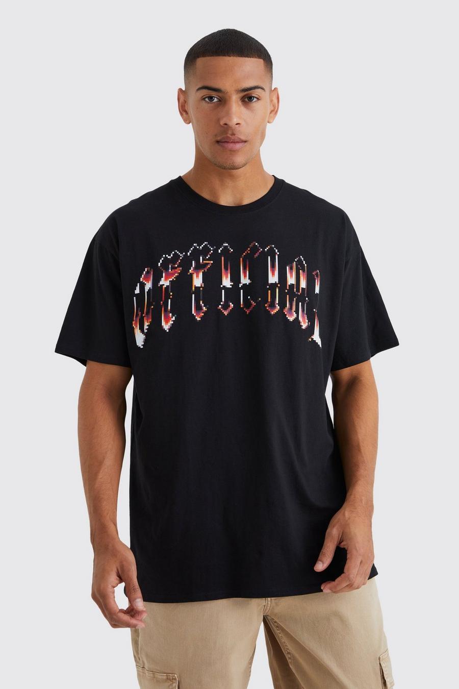 Black Oversized Official Ombre T-Shirt Met Print