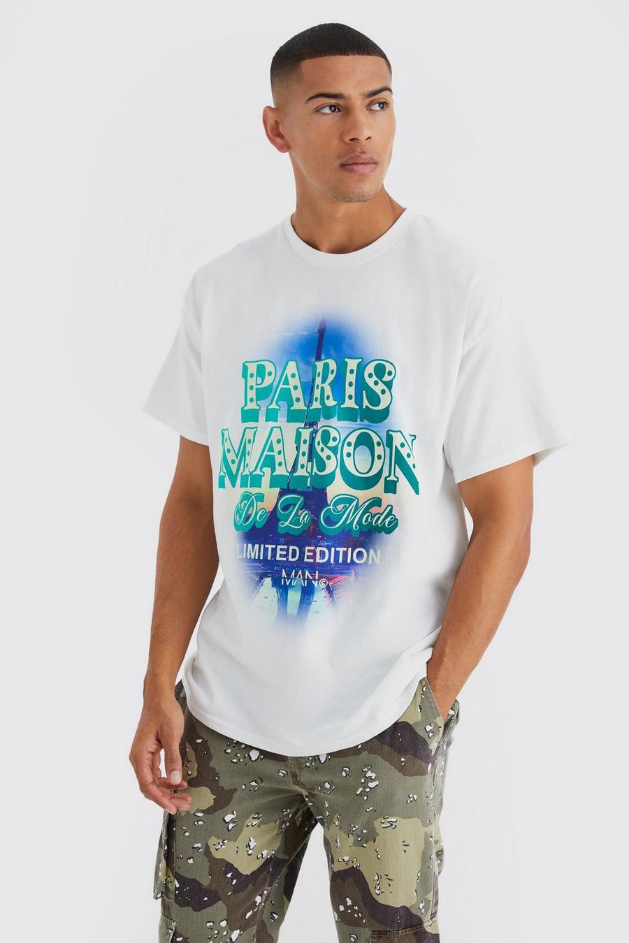 White Oversized Paris Maison Graphic T-shirt 