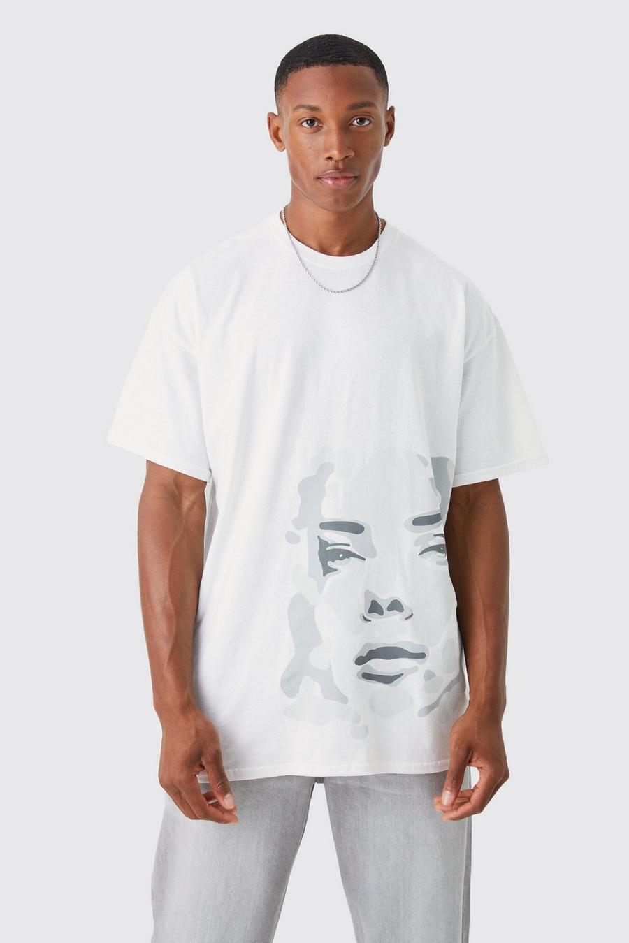 White Oversized Face Graphic T-shirt