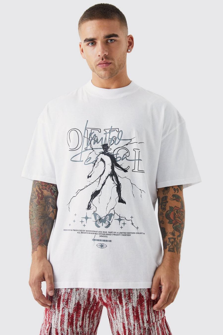 White Oversized Offcl Butterfly T-shirt