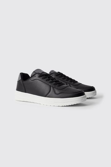 Black Perforated Paneled Sneakers