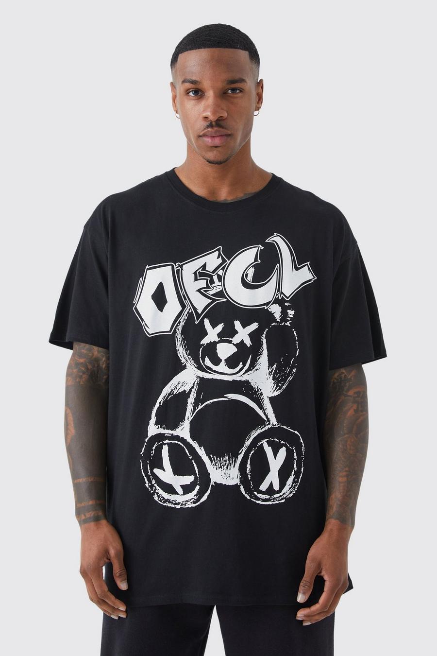 Black Oversized Ofcl Bear T-shirt image number 1