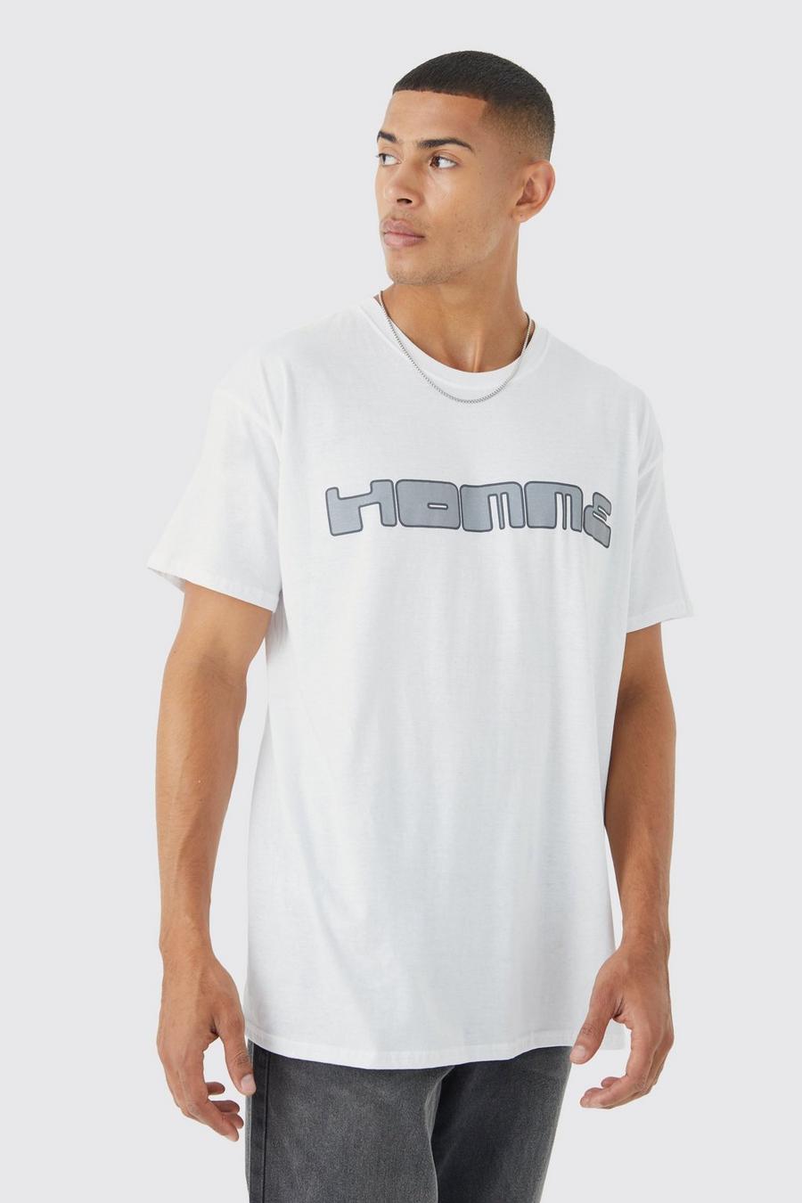 White blanco Oversized Homme Back Graphic T-shirt