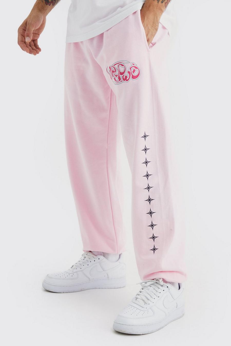 Pink rose Oversized Bubble Graphic Jogger
