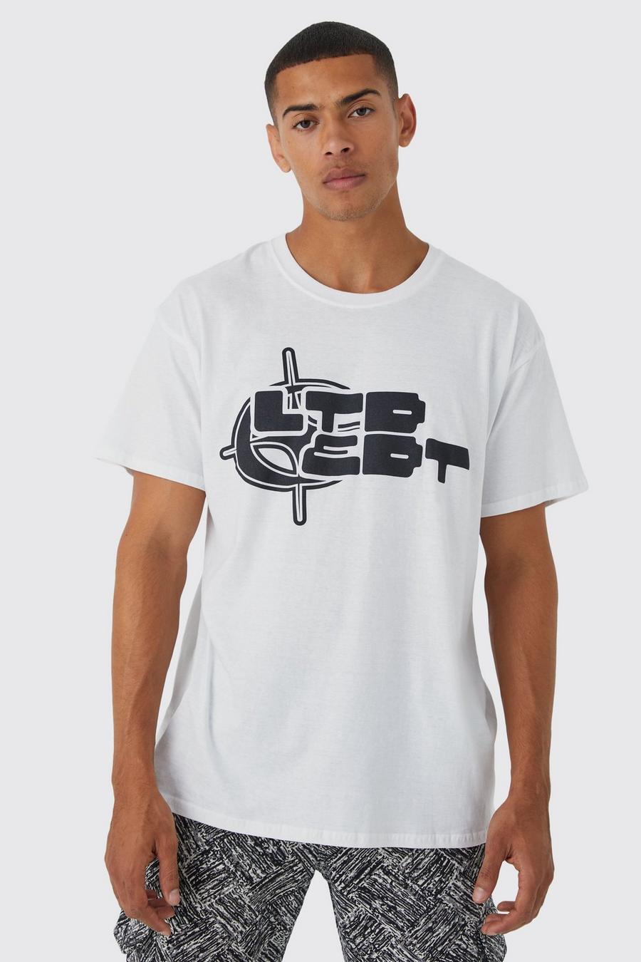 White Ltd Edt Oversize t-shirt med tryck image number 1