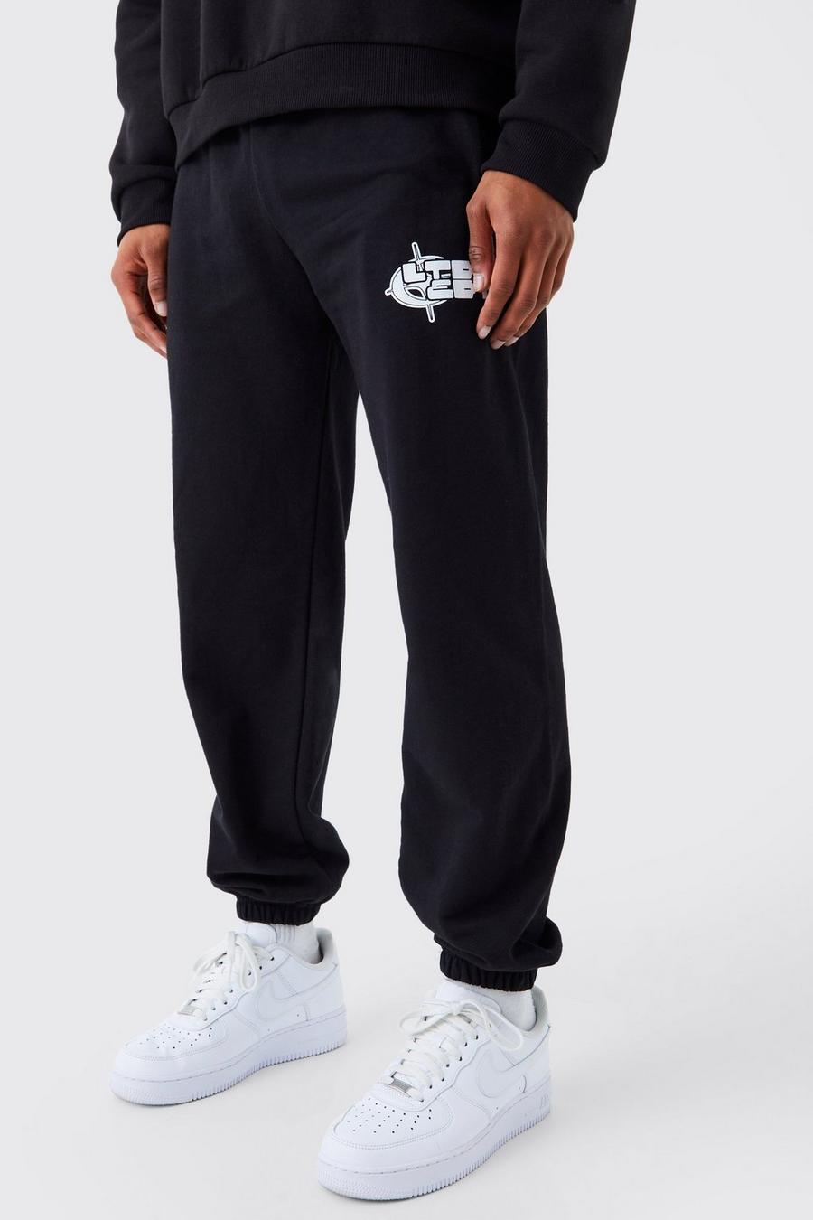 Pantalón deportivo con estampado gráfico Ltd Edt, Black image number 1