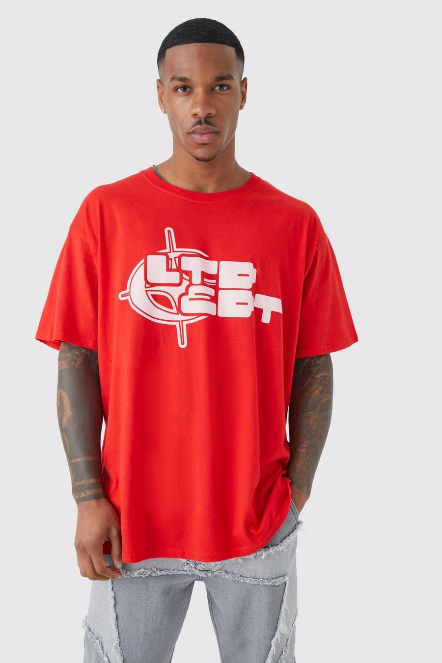 Oversize T-Shirt mit Limited Edition Print, Red