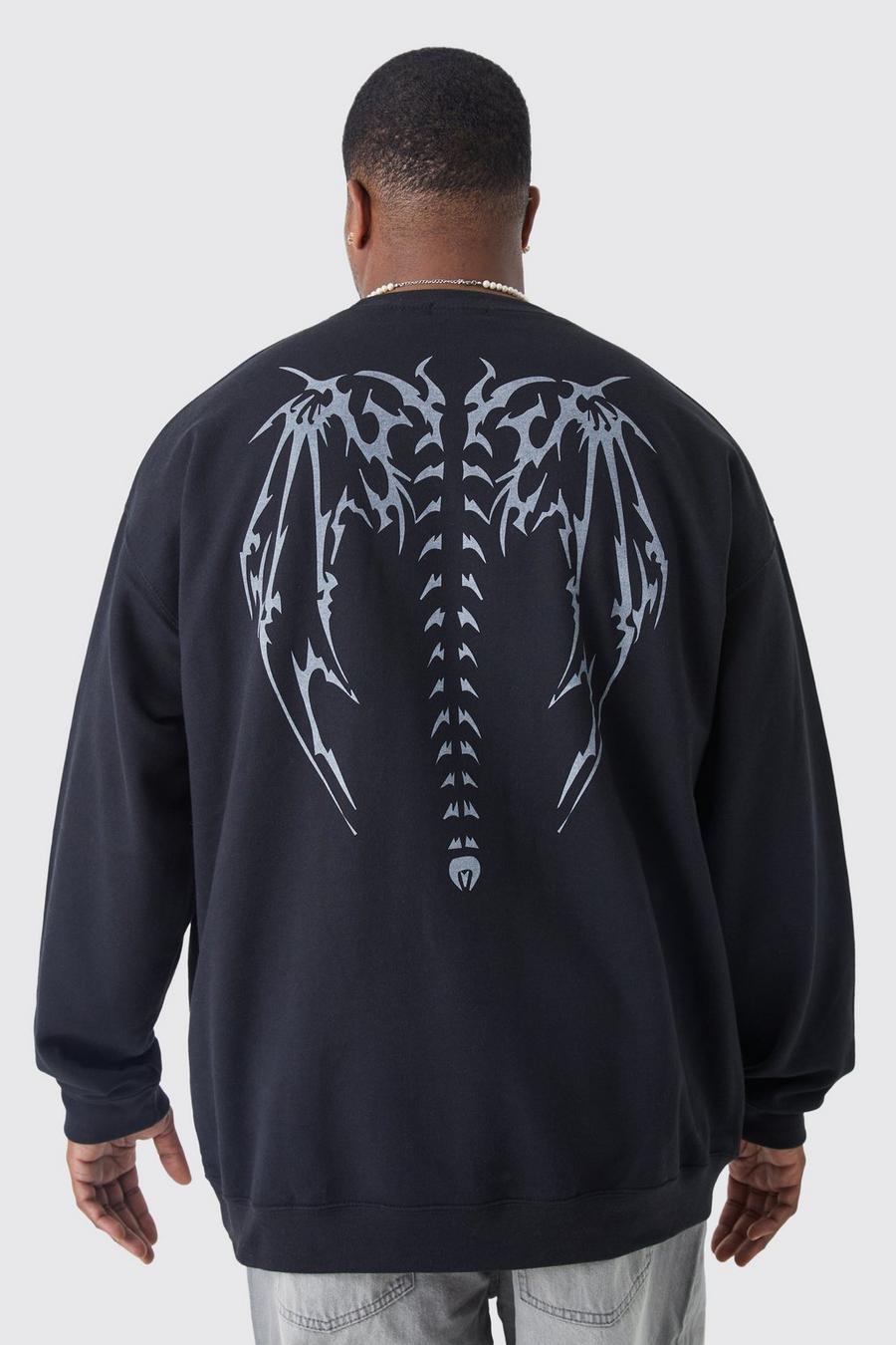 Black Plus Oversized Homme Back Graphic Sweatshirt image number 1