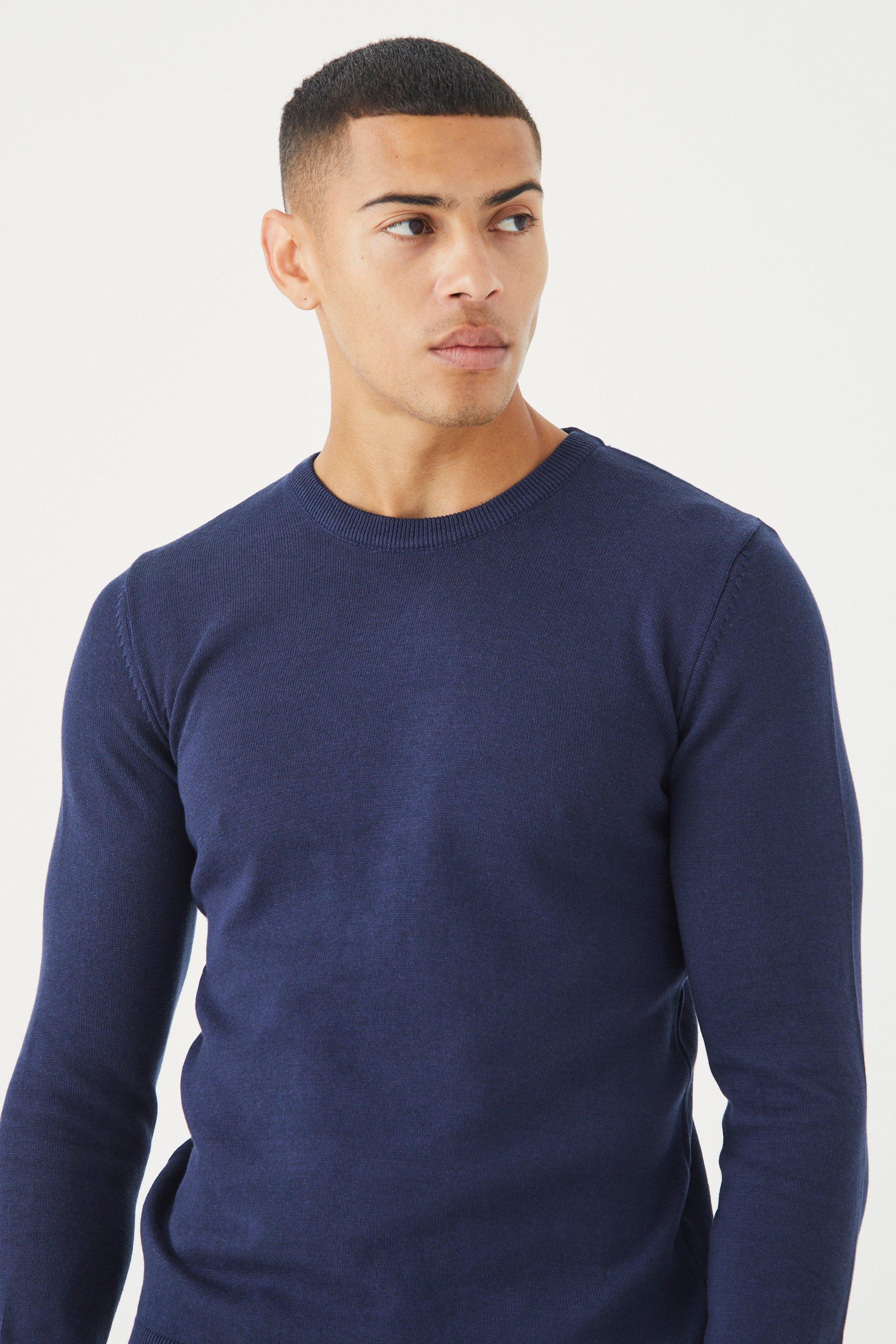 Navy crew cheap neck jumper