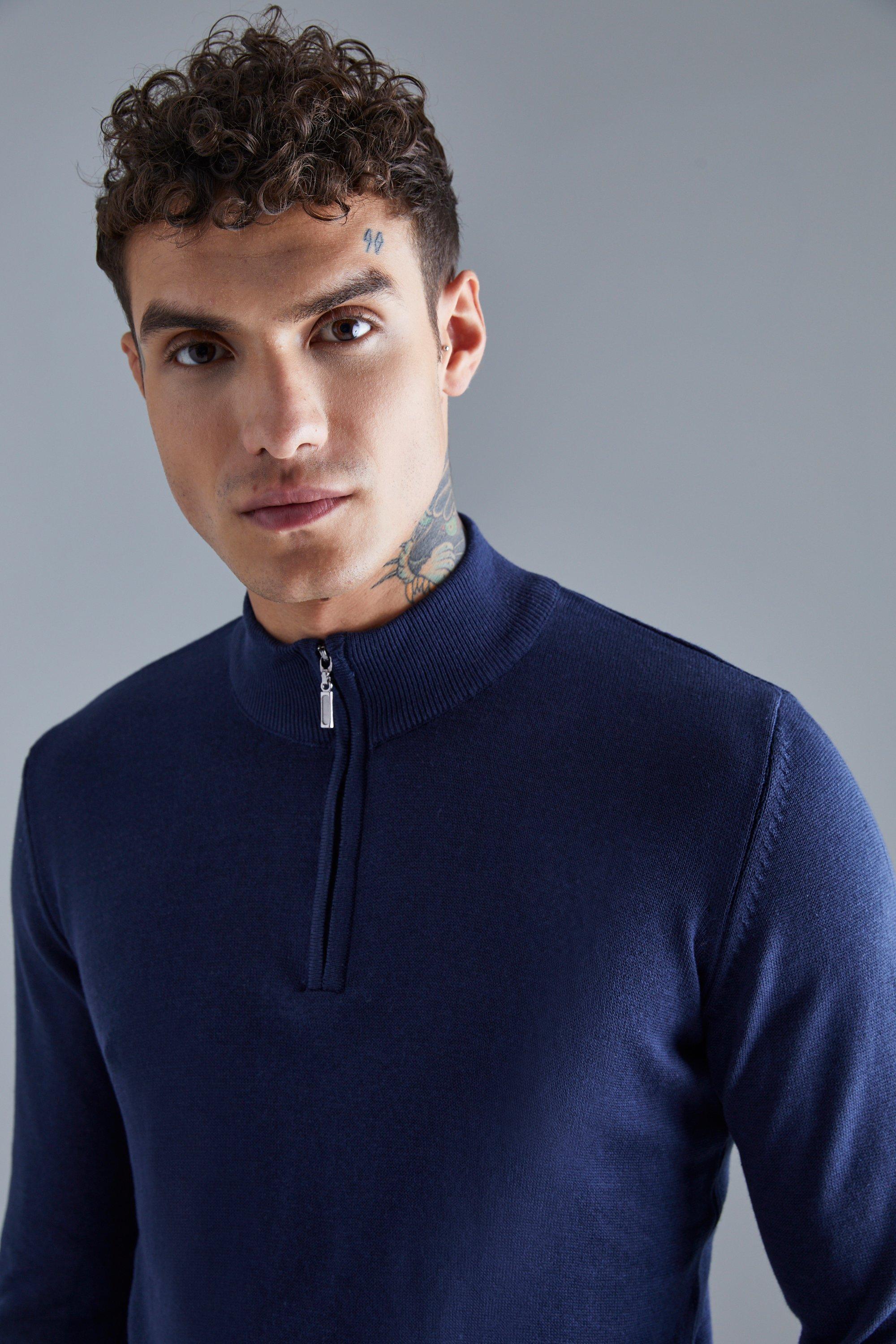 Navy half cheap zip jumper