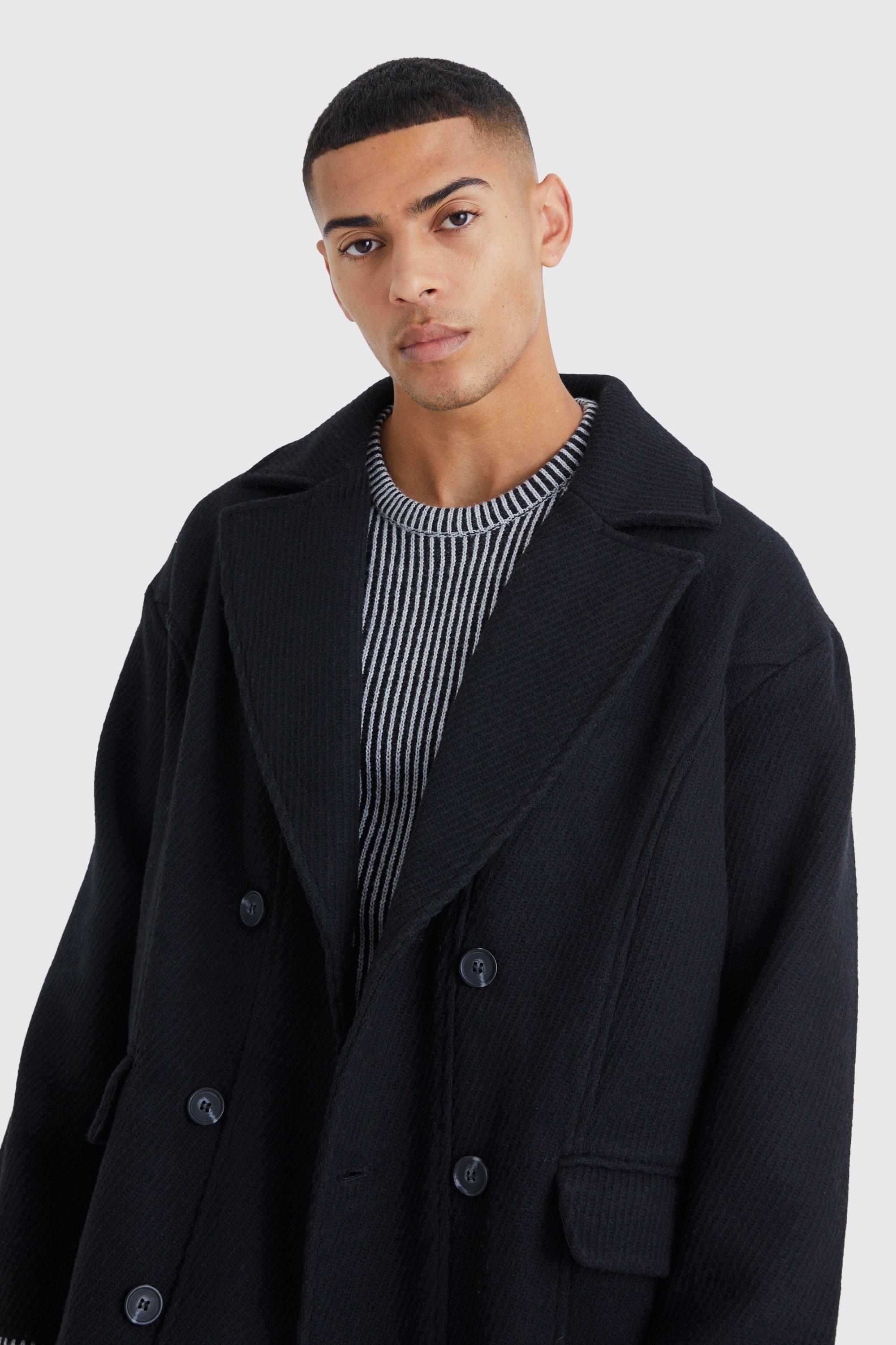 Mens textured overcoat best sale