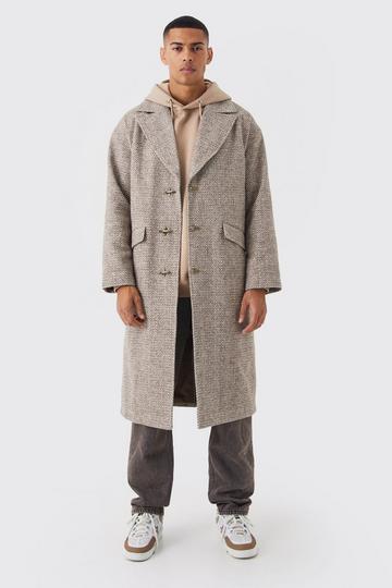 Wool Look Overcoat With Metal Clasp brown