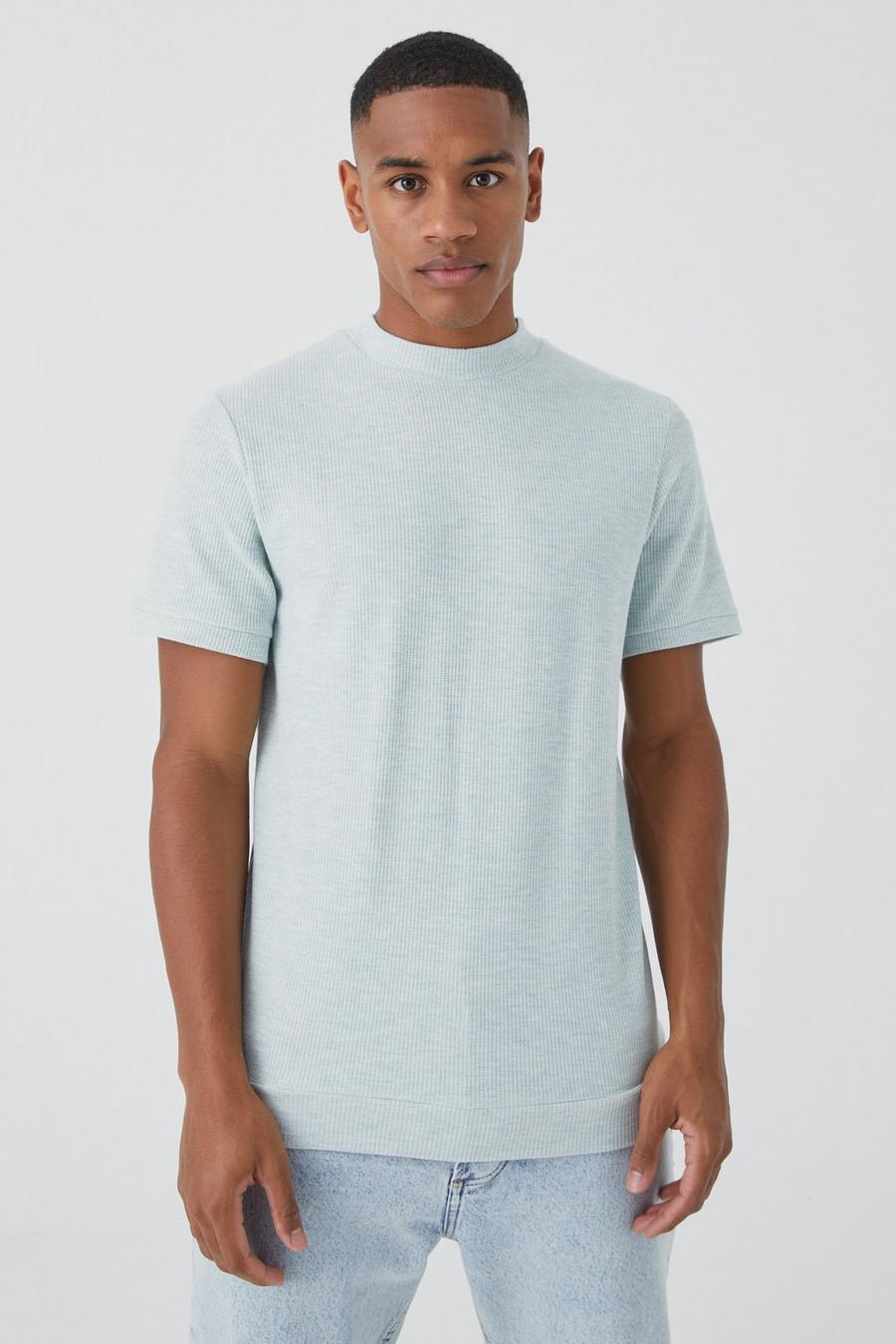 Camiseta jaspeada de tela gofre, Sage image number 1
