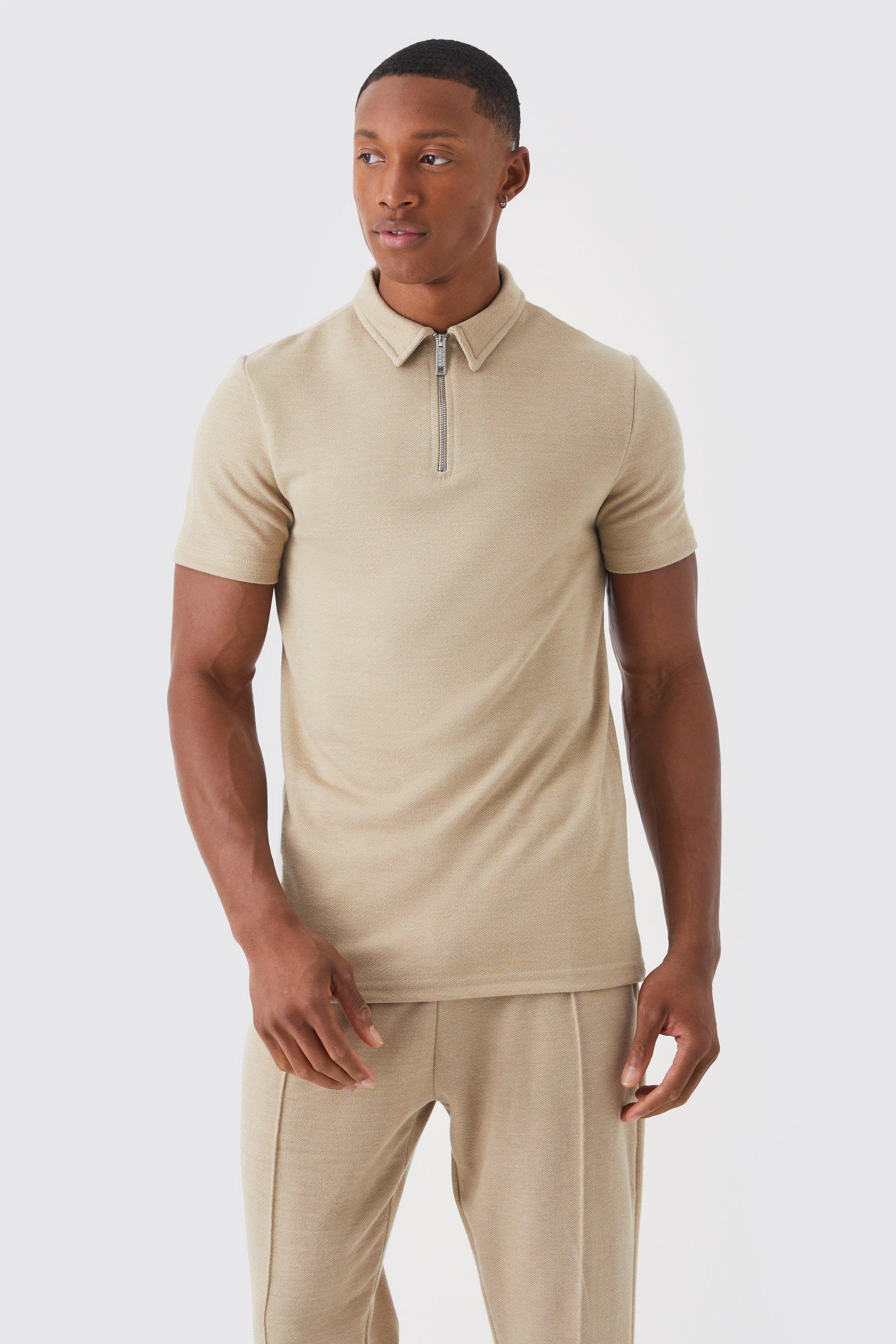 Men's Muscle Herringbone Jacquard Polo & Jogger Set