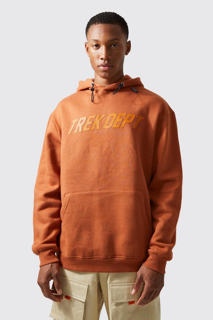 Burnt orange Trek Dept Active Oversized hoodie med märken image number 1