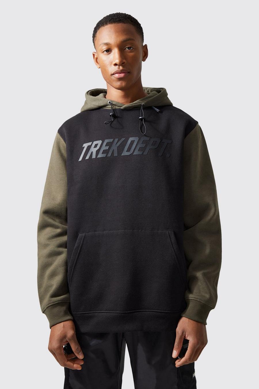 Black Trek Dept Active Oversize hoodie med blockfärger image number 1