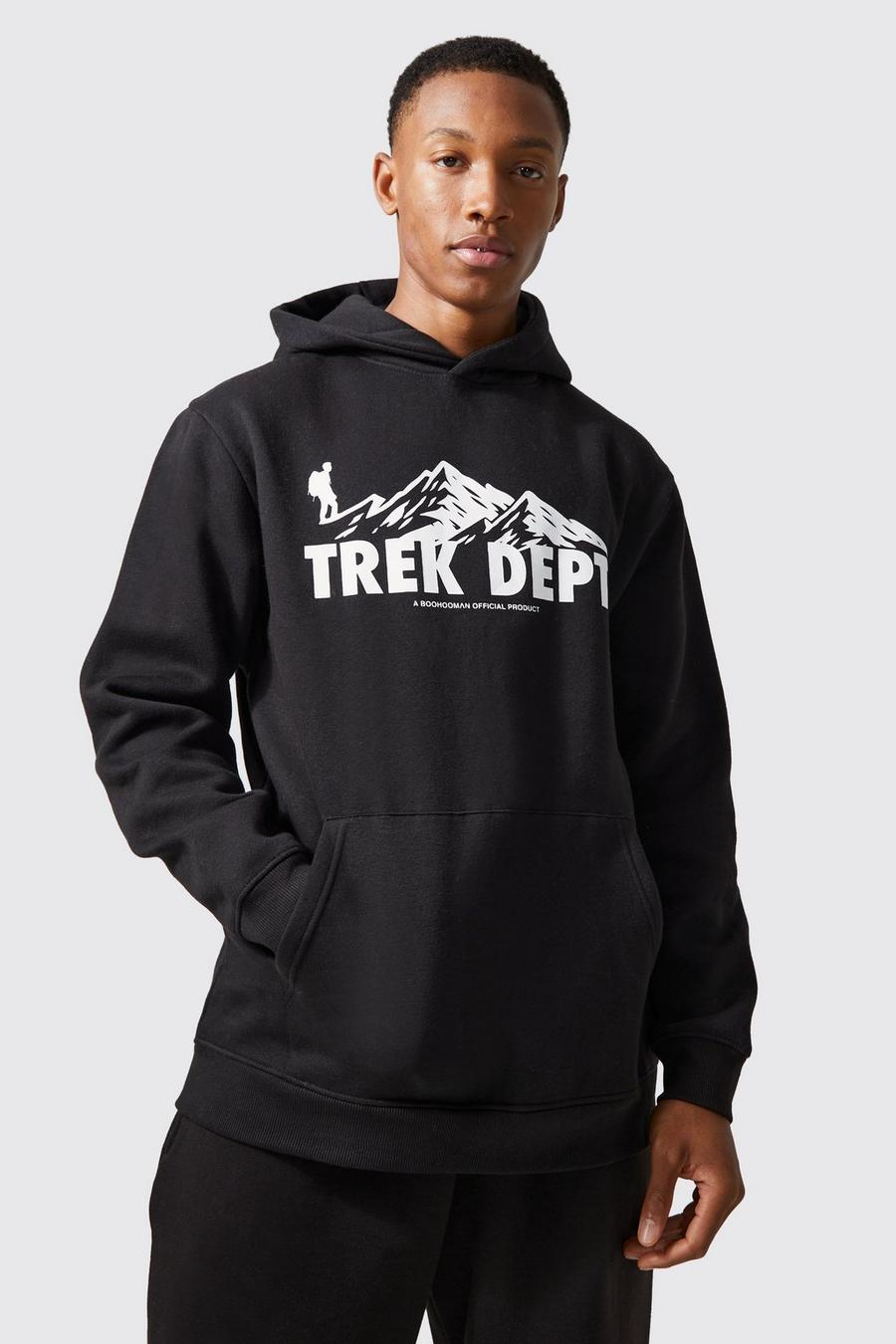 Black Active Trek Oversized hoodie med tryck image number 1