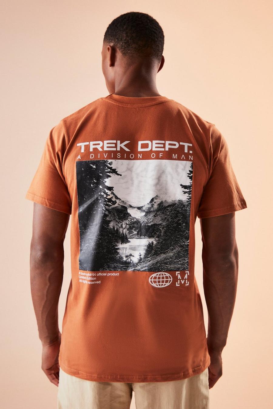 Active T-Shirt mit Trek Dept Print, Burnt orange image number 1