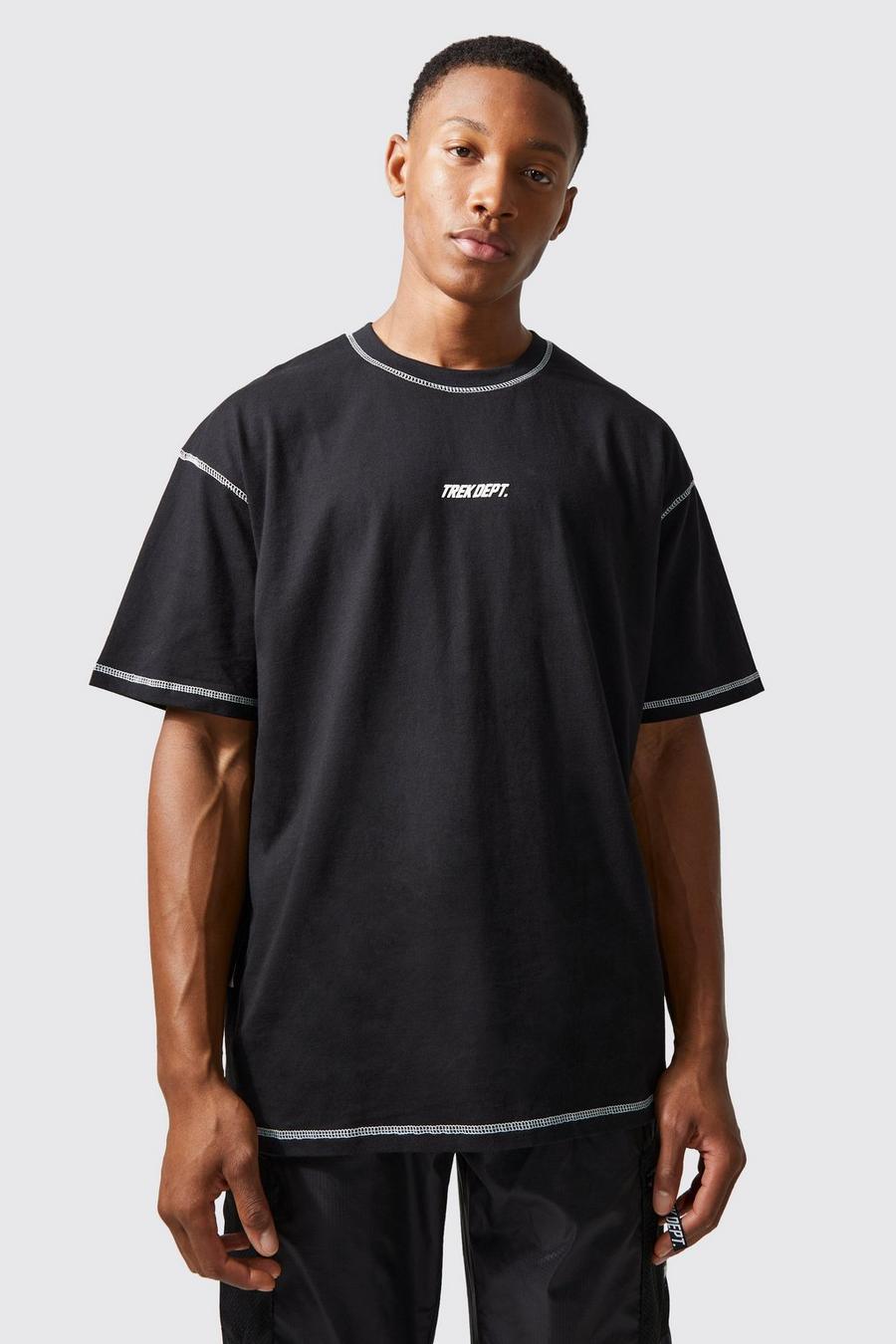Active Oversize T-Shirt mit Naht-Detail, Black