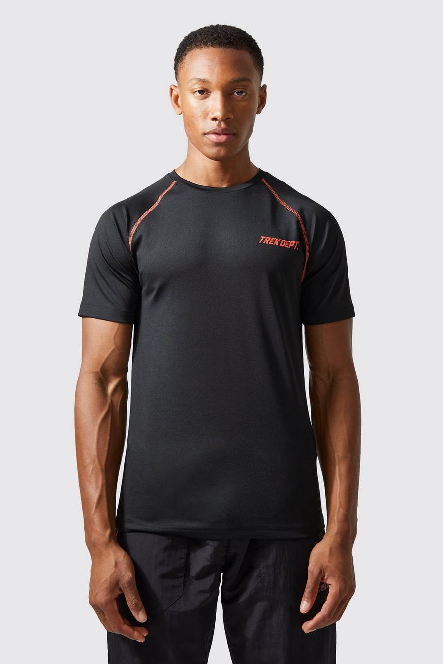 Black Active Muscle Performance Topstitch T-shirt