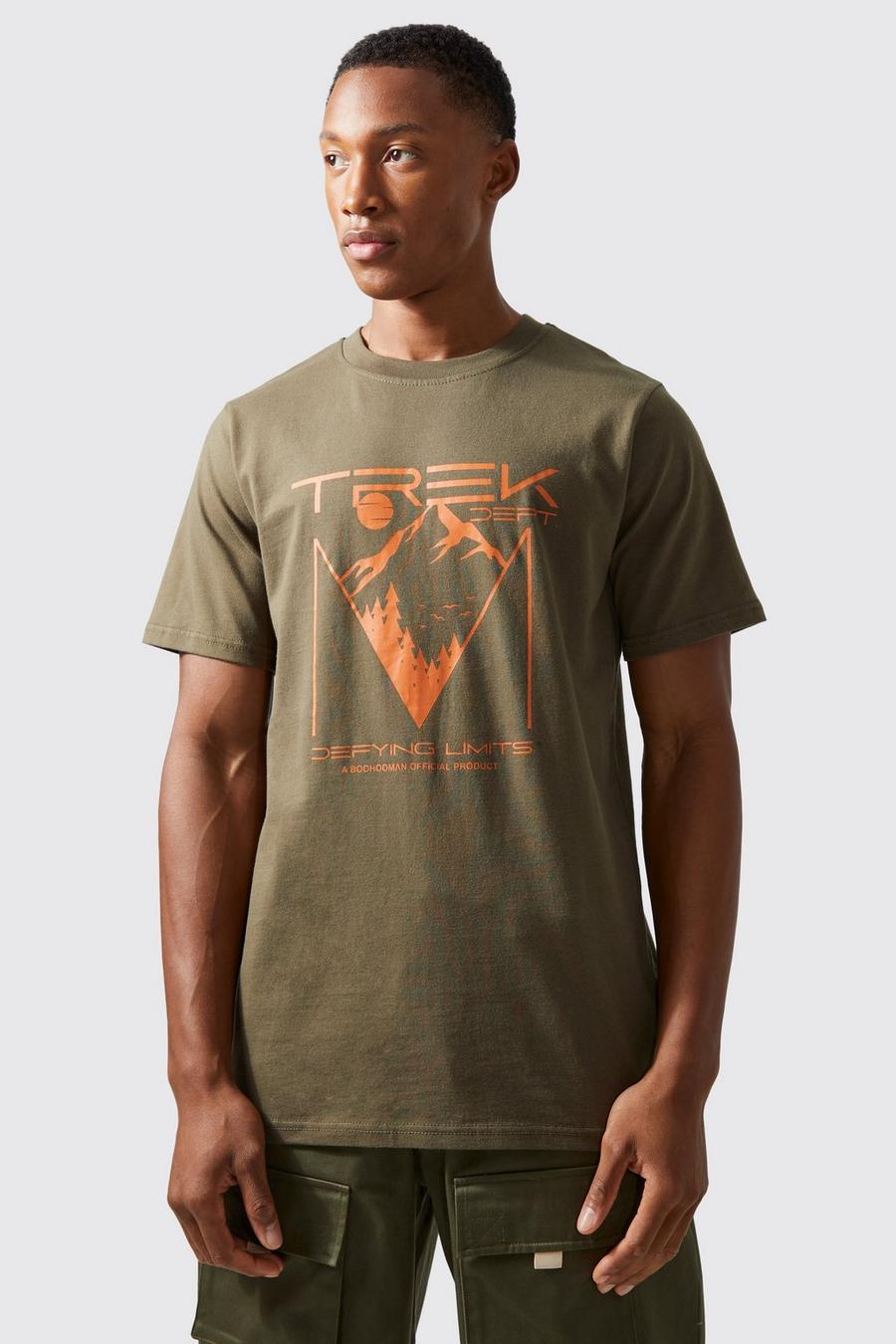Active T-Shirt mit Trek Dept Print, Khaki kaki