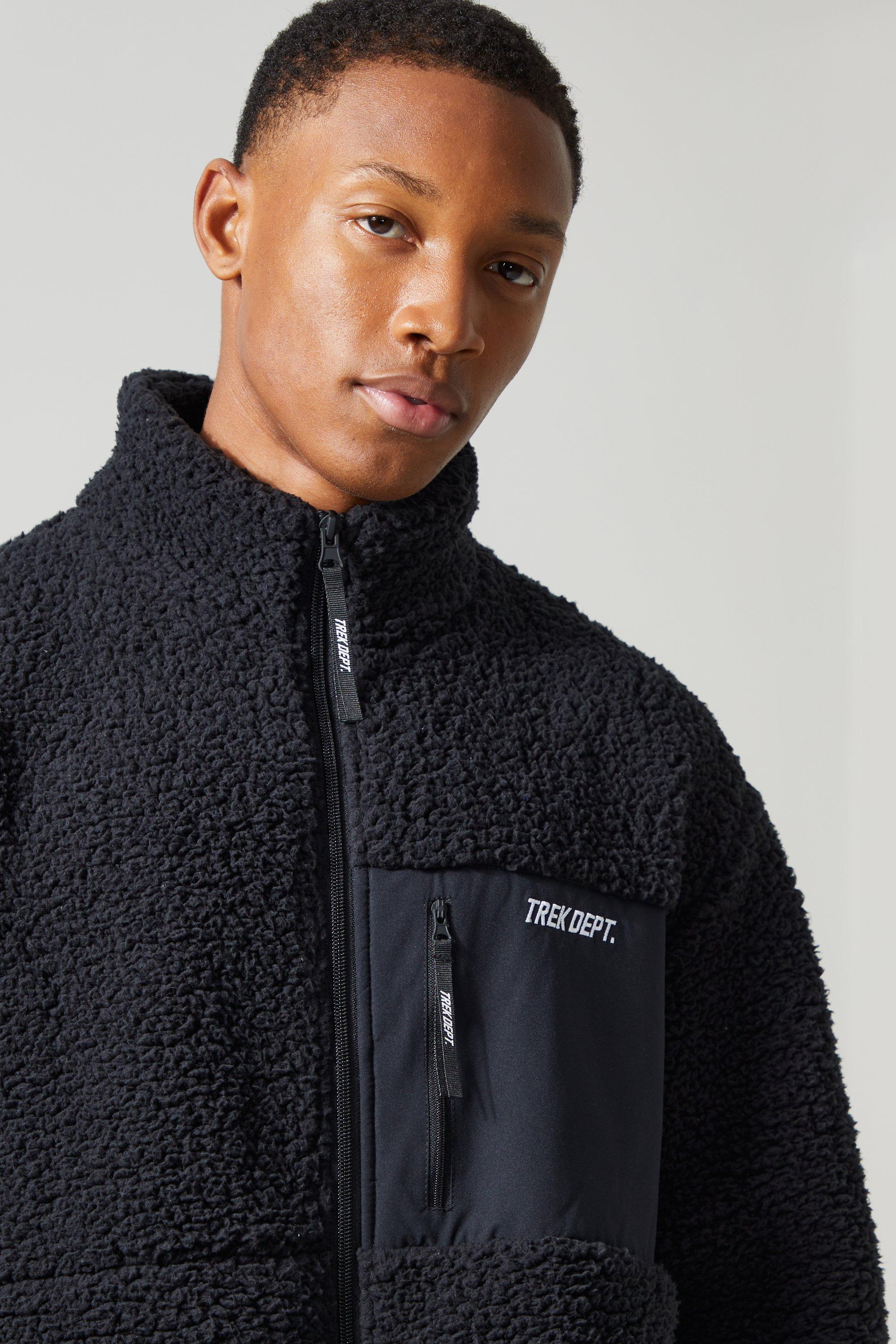 Black oversized 2025 borg jacket