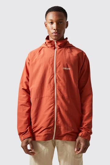 Active Oversized Crinkle Nylon Cagoule Jacket burnt orange