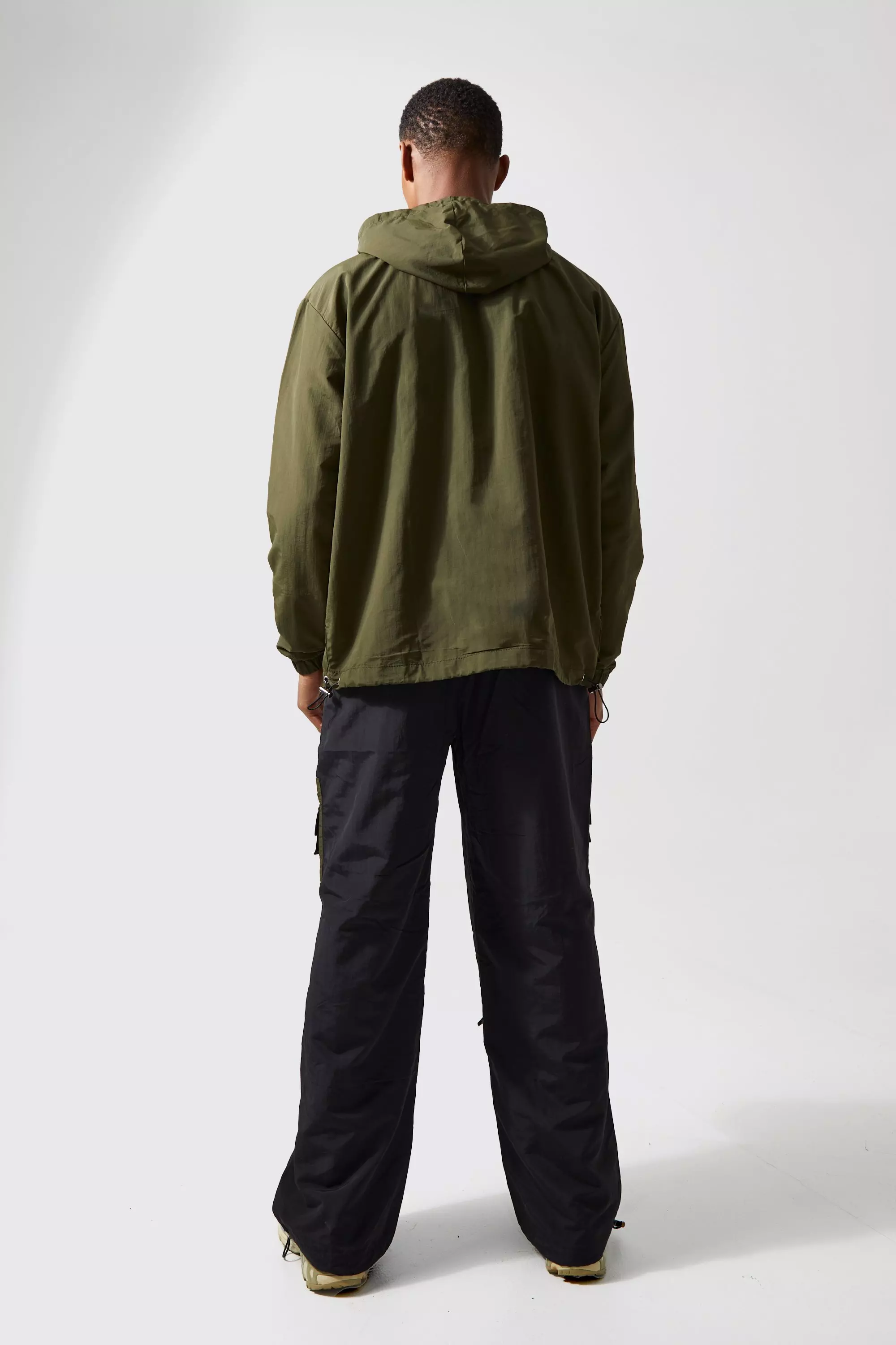 Khaki Active Oversized Matte Nylon Cagoule Jacket alternative image