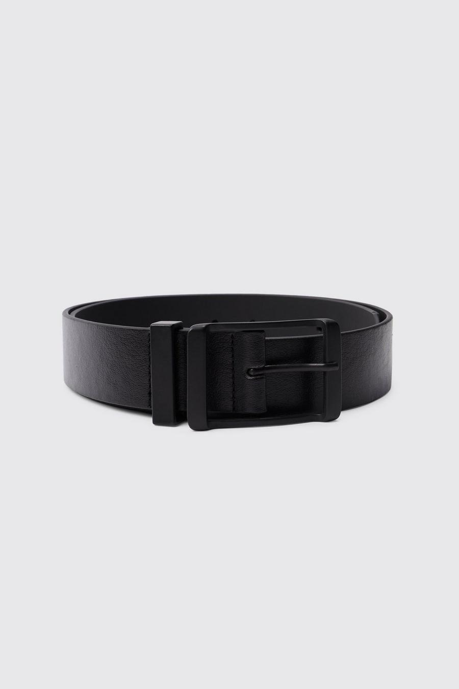 Black Tonal Faux Leather Textured Belt