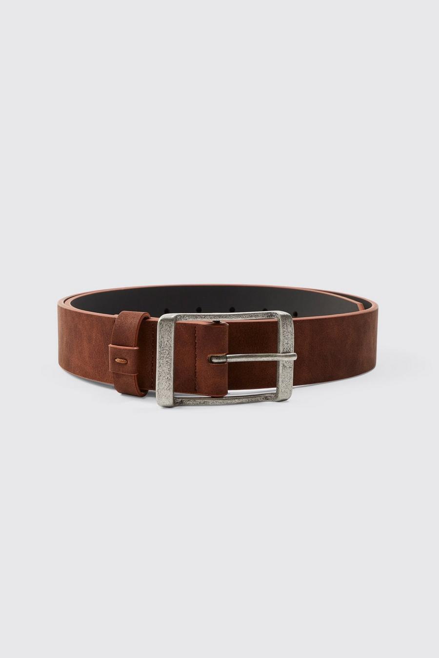 Dark brown Distressed Faux Leather Belt image number 1