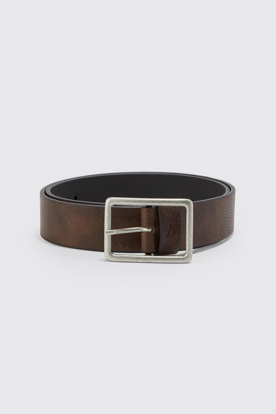 Dark brown B Logo Faux Leather Belt
