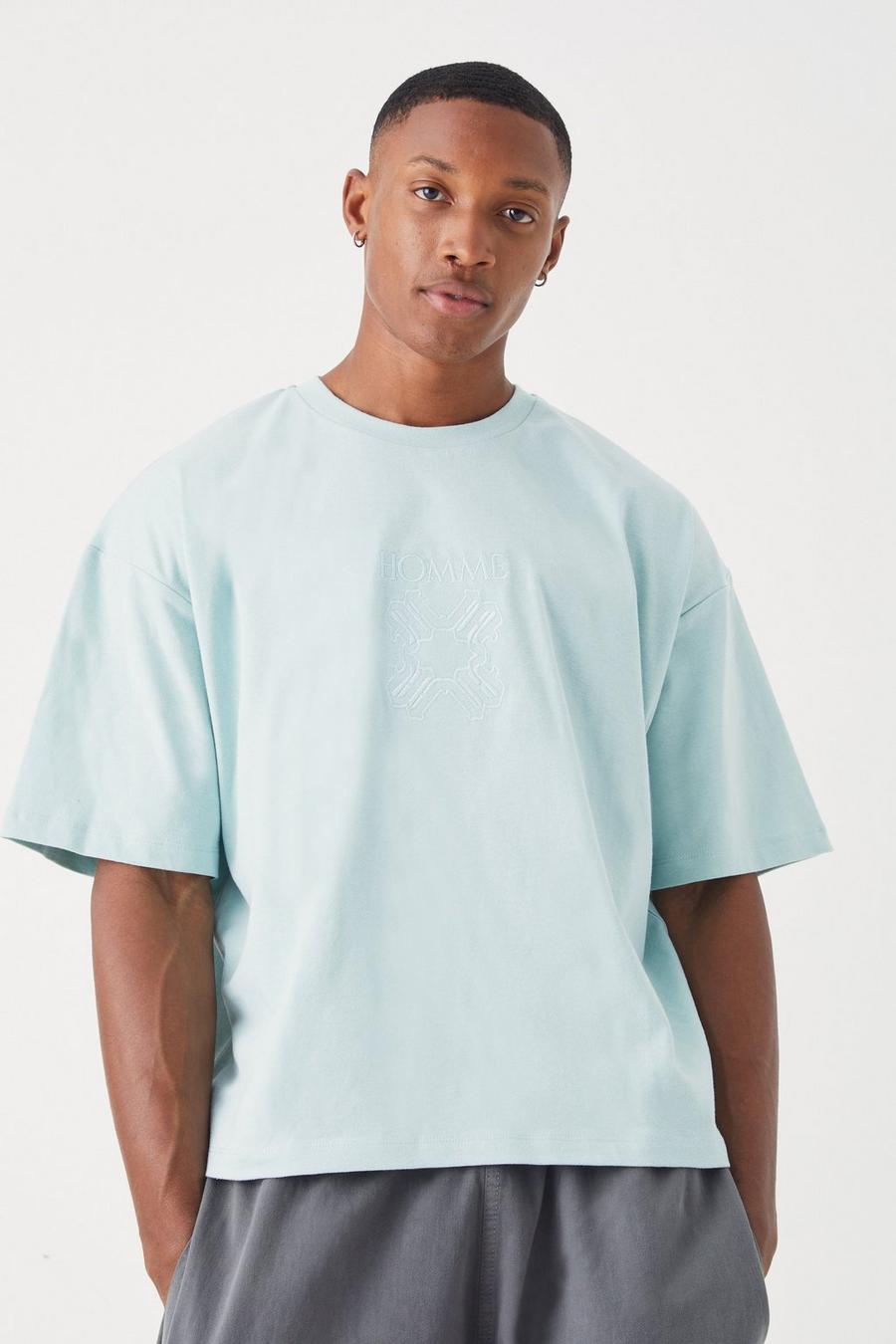 Sage Boxy Homme Embroidered T-shirt image number 1