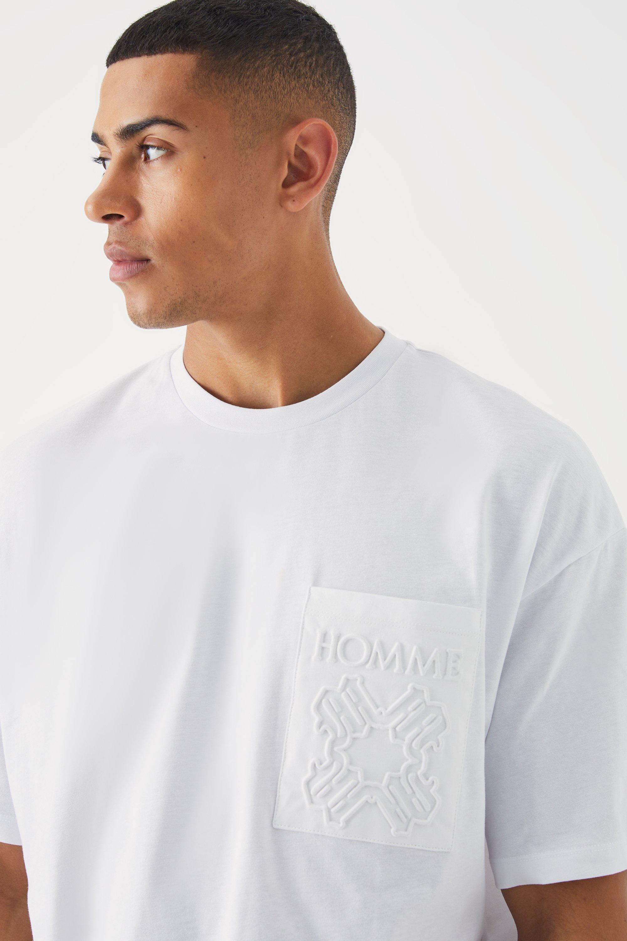 Boxy Homme Pu Pocket T shirt