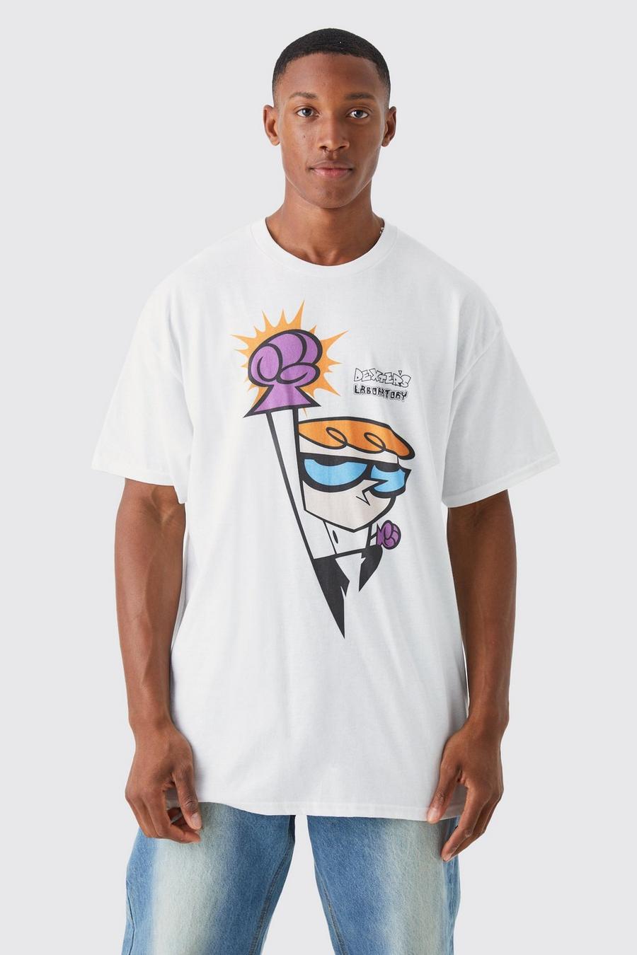 White Oversized Dexter's Laboratory License T-shirt image number 1
