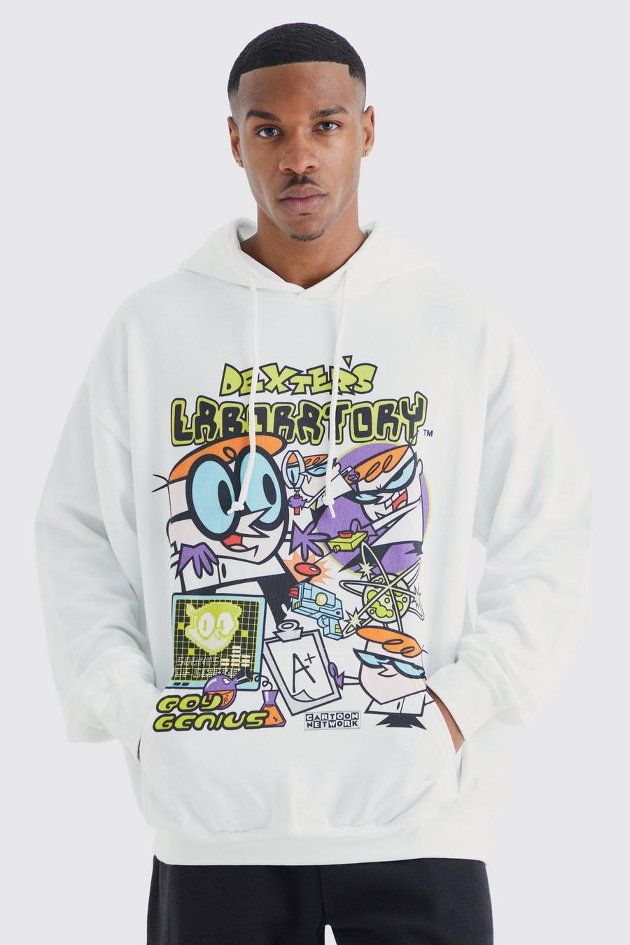 White Oversized Dexter's Laboratory License Hoodie image number 1