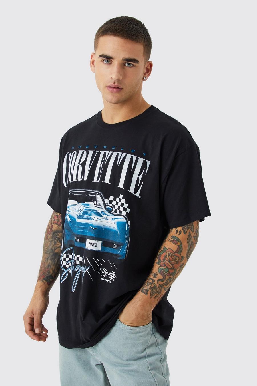 Black Oversized Corvette License T-shirt
