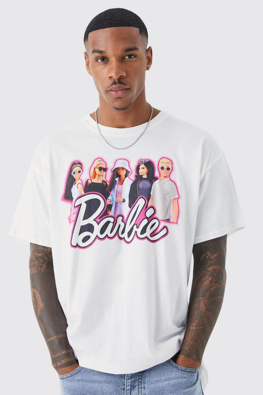 Camiseta oversize con estampado de Barbie, White blanco