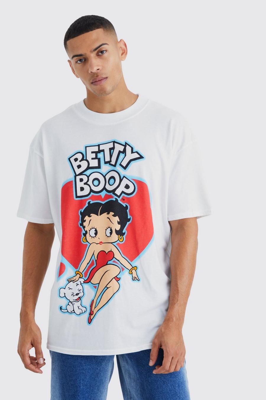 White Oversized Betty Boop License T-shirt