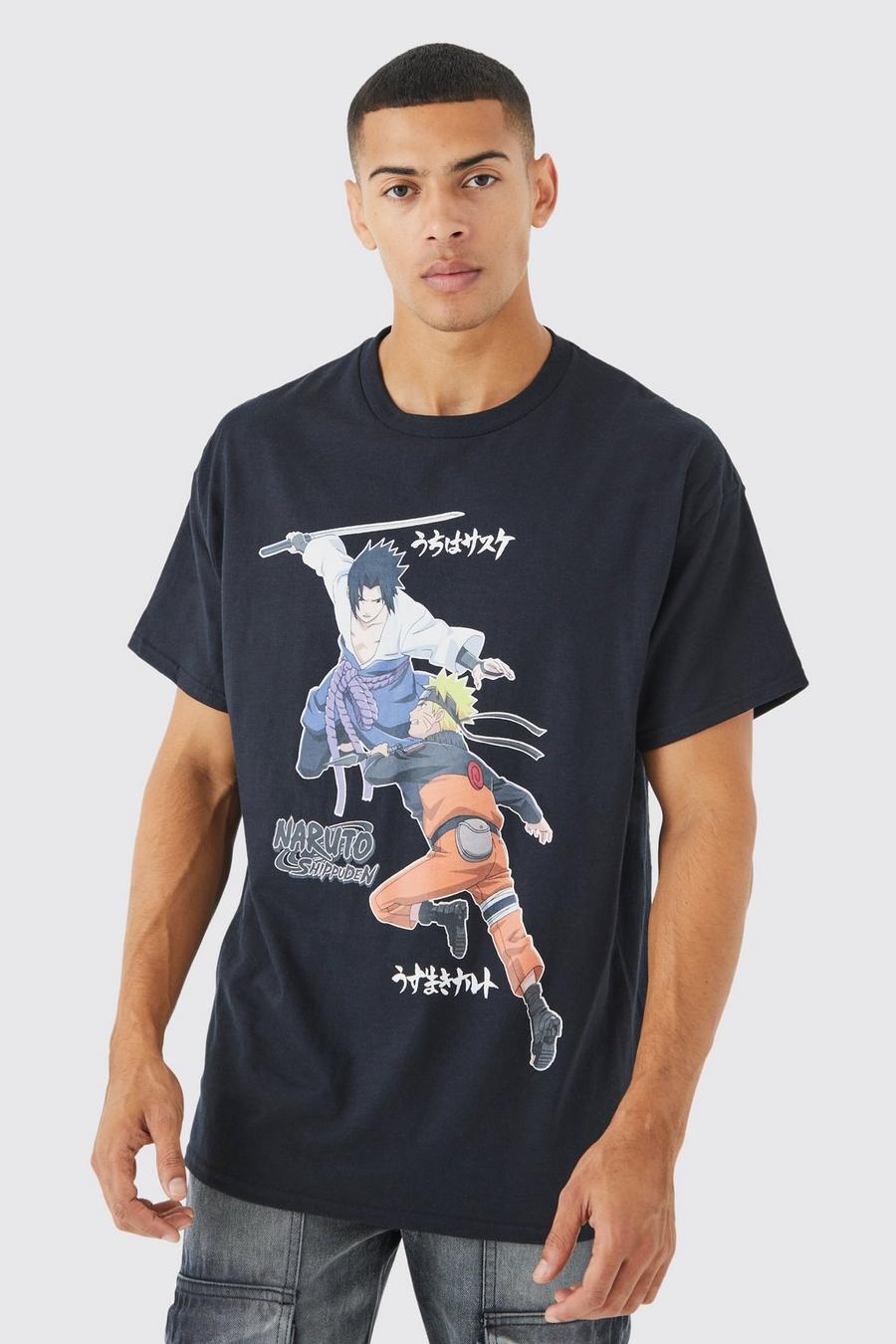T-shirt oversize à imprimé Naruto, Black schwarz
