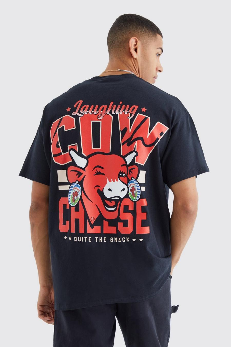 Black Oversized Laughing Cow License T-shirt image number 1