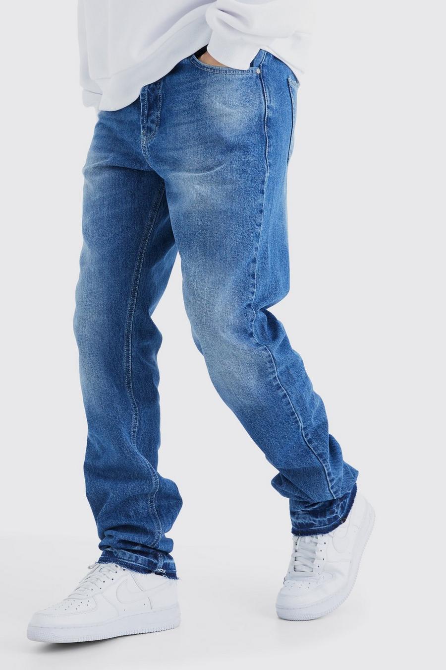 Mid blue Tall Onbewerkte Jeans Met Losvallende Zoom En Rechte Pijpen