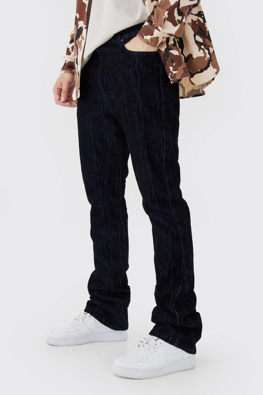 Jeans a zampa stile Carpenter Tall Slim Fit in denim spazzolato rigido con inserti, True black image number 1