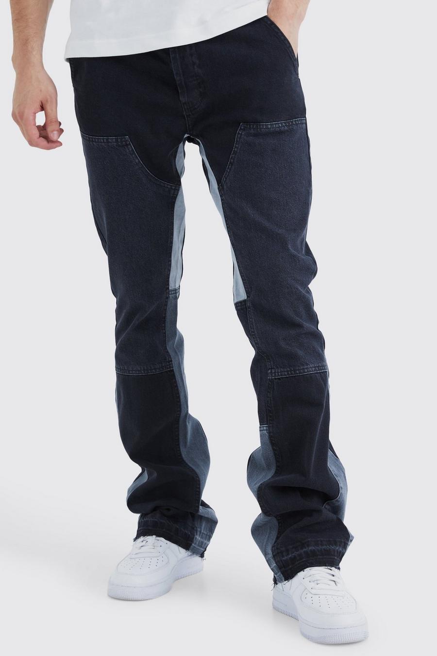 Washed black Tall  Slim Rigid Flare Carpenter Contrast Gusset Jean