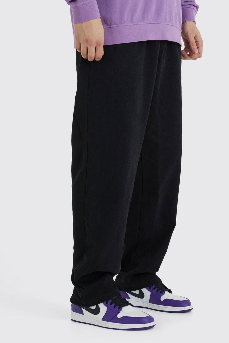 Pantalón deportivo Tall holgado con cintura elástica y estampado híbrido, Washed black image number 1